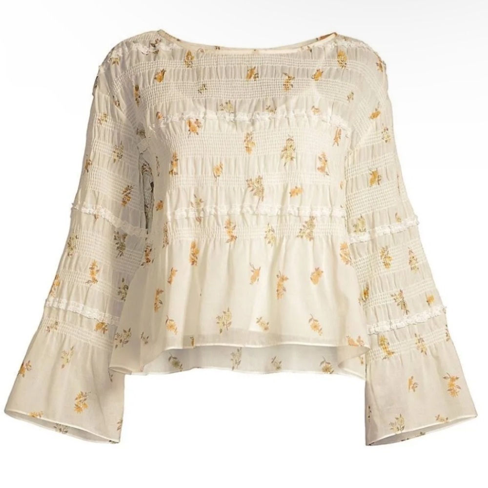 NWT Rebecca Taylor Marigold Fleur Ines Smocked Blouse Size Small women’s top